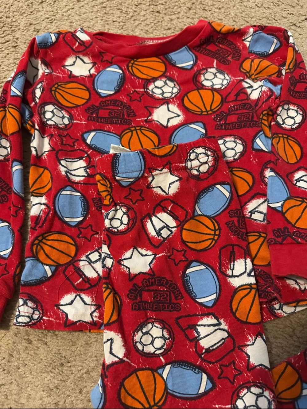 Red Sports-Print Kids Pajama Set